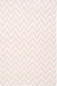 PINK IVORY CHEVRON HAND WOVEN DHURRIE by Imperial Knots - Image 1