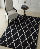 BLACK AND IVORY MOROCCAN HAND WOVEN DHURRIE