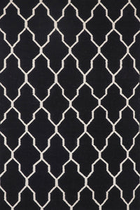 BLACK AND IVORY MOROCCAN HAND WOVEN DHURRIE by Imperial Knots - Image 1