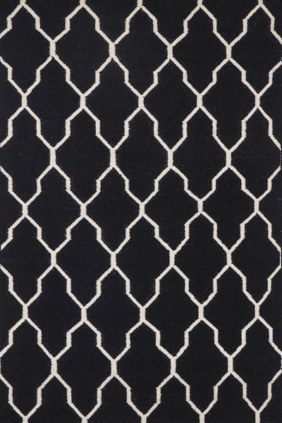 BLACK AND IVORY MOROCCAN HAND WOVEN DHURRIE
