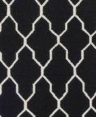 BLACK AND IVORY MOROCCAN HAND WOVEN DHURRIE - Imperial Knots