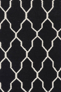 BLACK AND IVORY MOROCCAN HAND WOVEN DHURRIE by Imperial Knots - Image 3