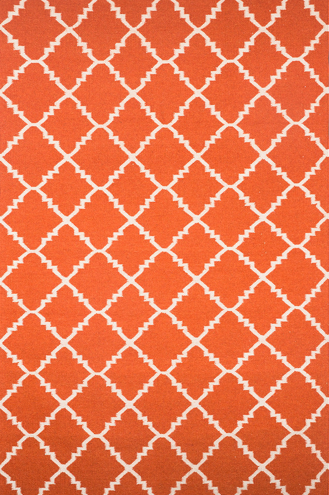 ORANGE IVORY MOROCCAN HAND WOVEN DHURRIE