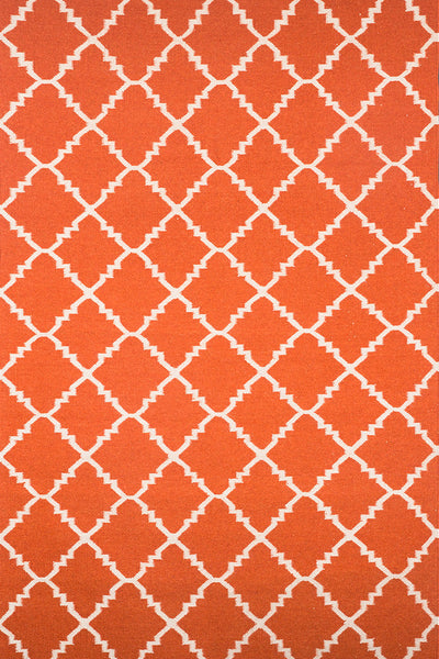ORANGE IVORY MOROCCAN HAND WOVEN DHURRIE
