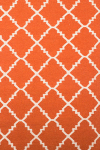 ORANGE IVORY MOROCCAN HAND WOVEN DHURRIE by Imperial Knots - Image 3