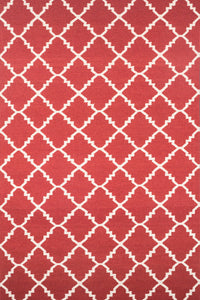 RED AND IVORY MOROCCAN HAND WOVEN DHURRIE by Imperial Knots - Image 1