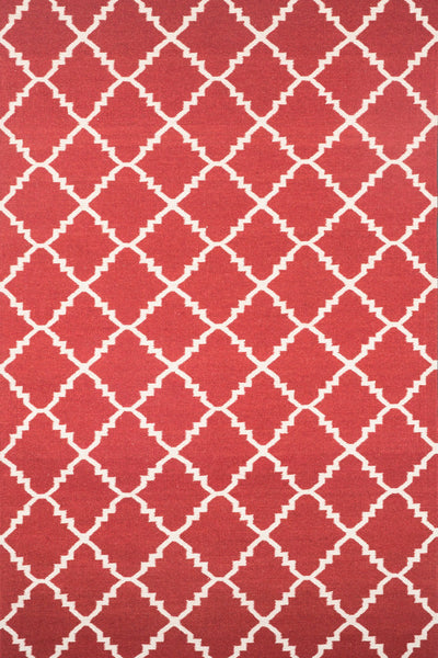 RED AND IVORY MOROCCAN HAND WOVEN DHURRIE