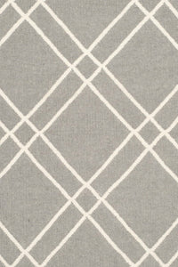 GREY AND WHITE GEOMETRIC HAND WOVEN DHURRIE by Imperial Knots - Image 2