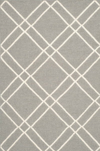 GREY AND WHITE GEOMETRIC HAND WOVEN DHURRIE