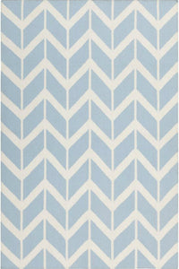 Blue and white chevron hand woven dhurrie wool hand-woven rug for living
