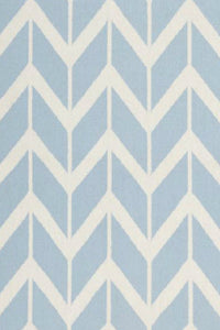BLUE AND WHITE CHEVRON HAND WOVEN DHURRIE by Imperial Knots - Image 2