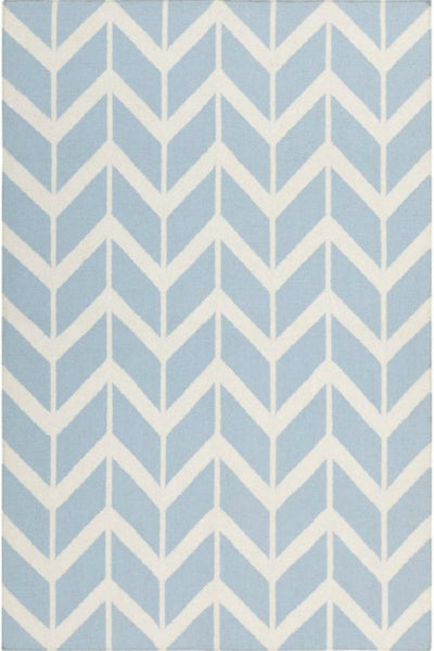 BLUE AND WHITE CHEVRON HAND WOVEN DHURRIE