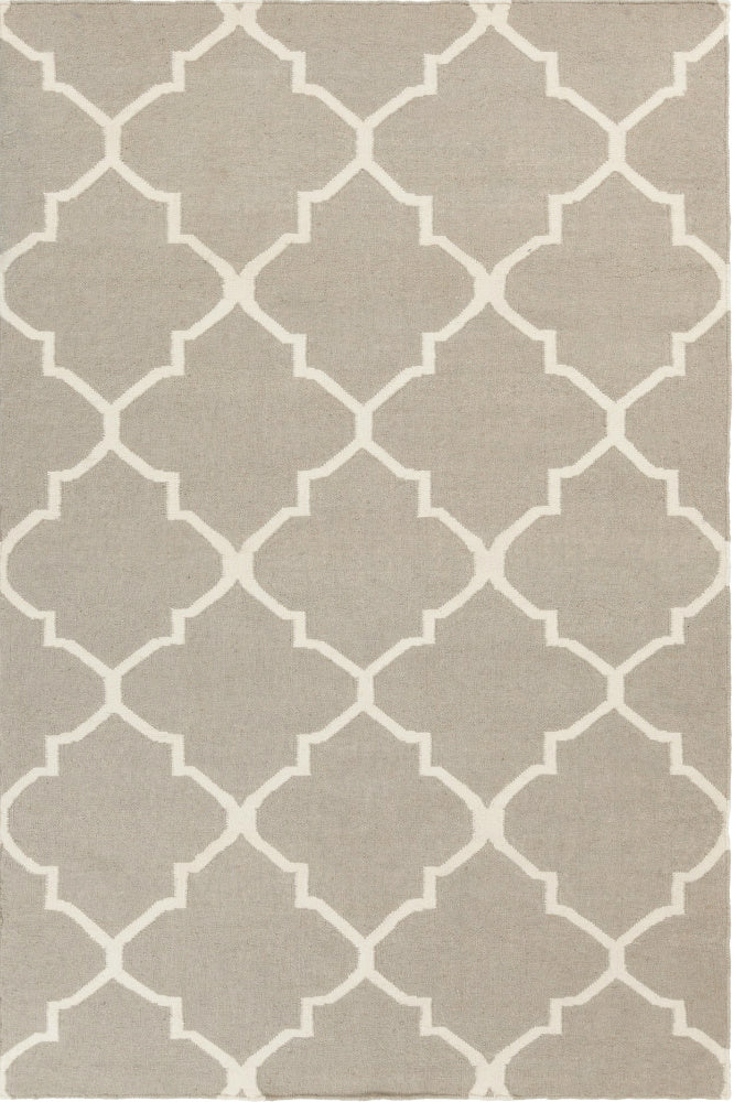 GREY AND WHITE MOROCCAN HAND WOVEN DHURRIE