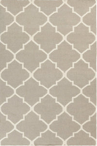 Grey and white moroccan hand woven dhurrie wool hand-woven rug for bedroom