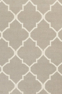 GREY AND WHITE MOROCCAN HAND WOVEN DHURRIE by Imperial Knots - Image 2