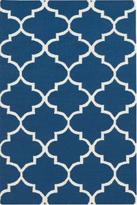 BLUE AND WHITE MOROCCAN HAND WOVEN DHURRIE by Imperial Knots - Image 1