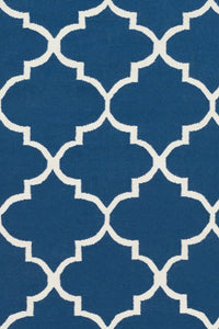 BLUE AND WHITE MOROCCAN HAND WOVEN DHURRIE by Imperial Knots - Image 2