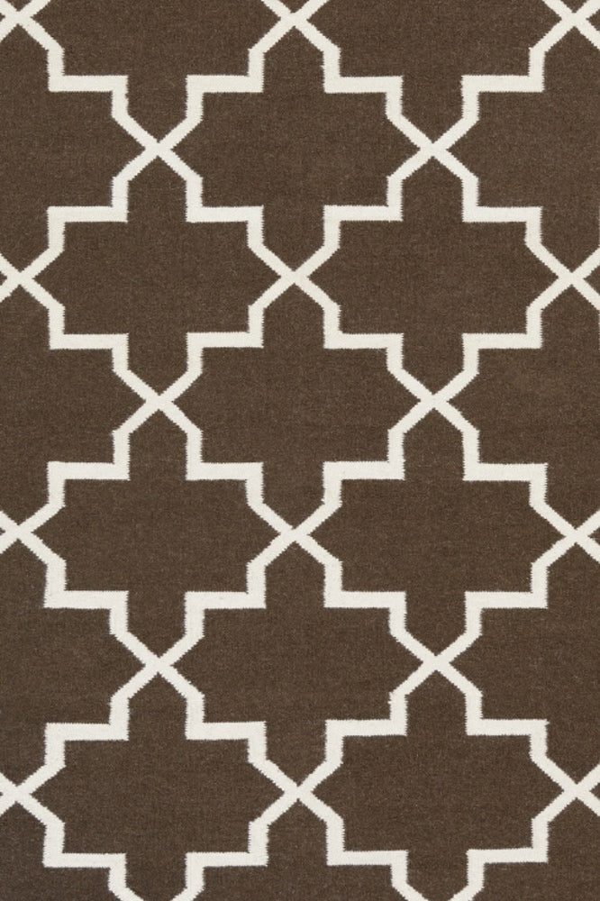 BROWN AND WHITE MOROCCAN HAND WOVEN DHURRIE