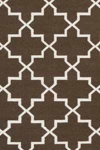 BROWN AND WHITE MOROCCAN HAND WOVEN DHURRIE by Imperial Knots - Image 2