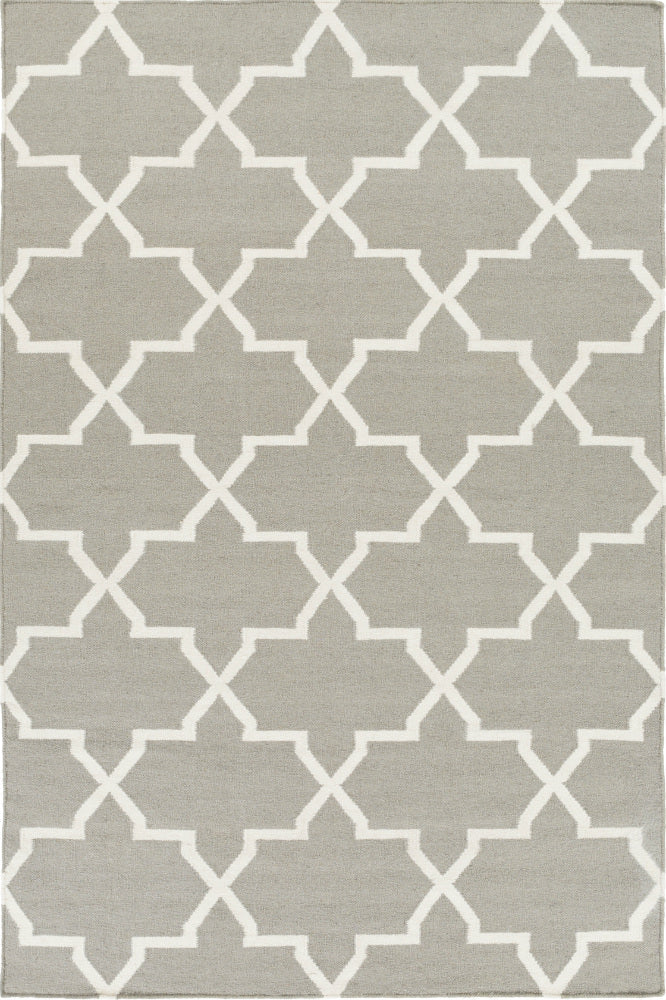 GREY AND WHITE MOROCCAN HAND WOVEN DHURRIE