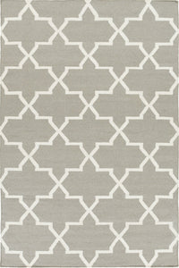 Grey and white moroccan hand woven dhurrie wool hand-woven rug for bedroom