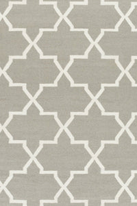 GREY AND WHITE MOROCCAN HAND WOVEN DHURRIE by Imperial Knots - Image 2