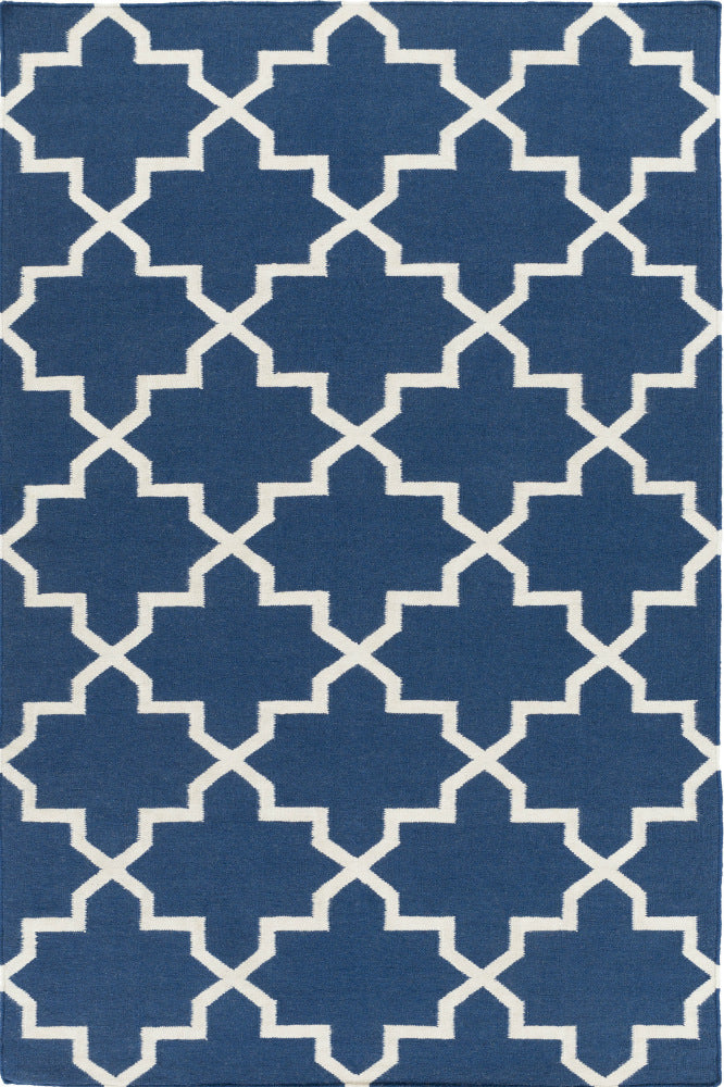 BLUE AND WHITE MOROCCAN HAND WOVEN DHURRIE