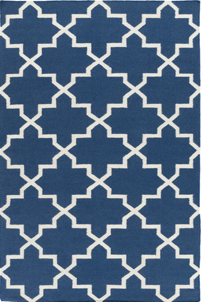 BLUE AND WHITE MOROCCAN HAND WOVEN DHURRIE