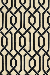 BLACK AND IVORY GEOMETRIC HAND WOVEN DHURRIE by Imperial Knots - Image 2