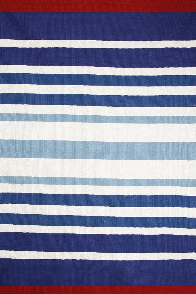 BLUE STRIPES HAND WOVEN COTTON DHURRIE