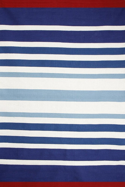 BLUE STRIPES HAND WOVEN COTTON DHURRIE