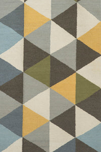 MULTICOLOR TRIANGLES HAND WOVEN DHURRIE by Imperial Knots - Image 3
