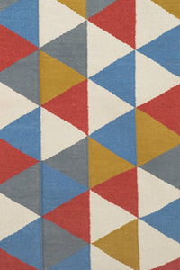 MULTICOLOR TRIANGLES HAND WOVEN DHURRIE by Imperial Knots - Image 3