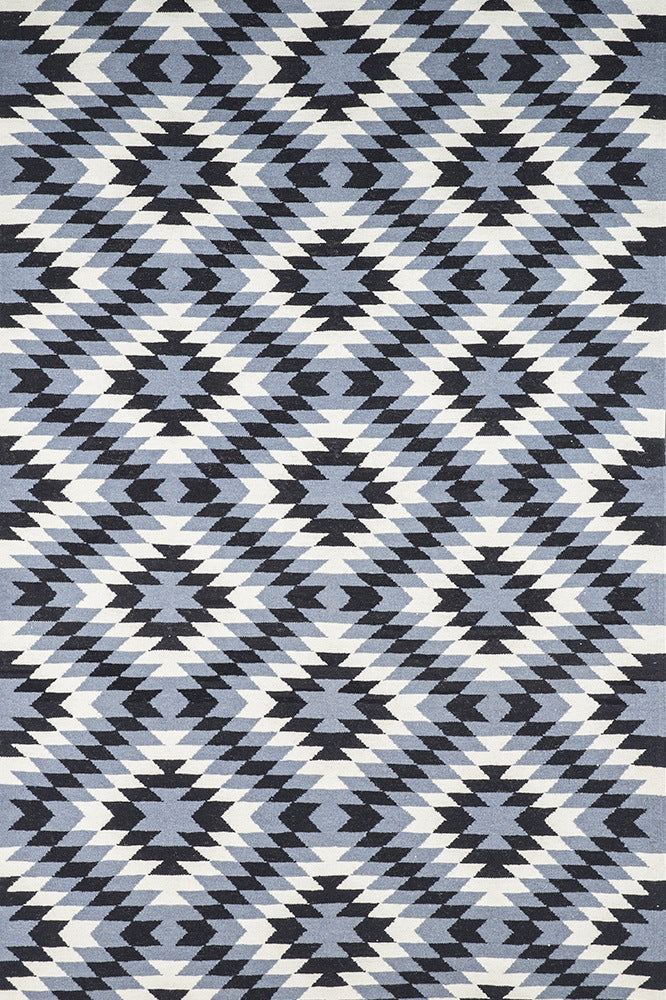 GREY AZTEC HAND WOVEN KILIM DHURRIE