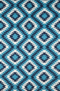 BLUE AZTEC HAND WOVEN KILIM DHURRIE by Imperial Knots - Image 1