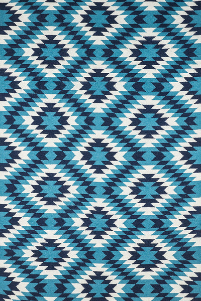 BLUE AZTEC HAND WOVEN KILIM DHURRIE