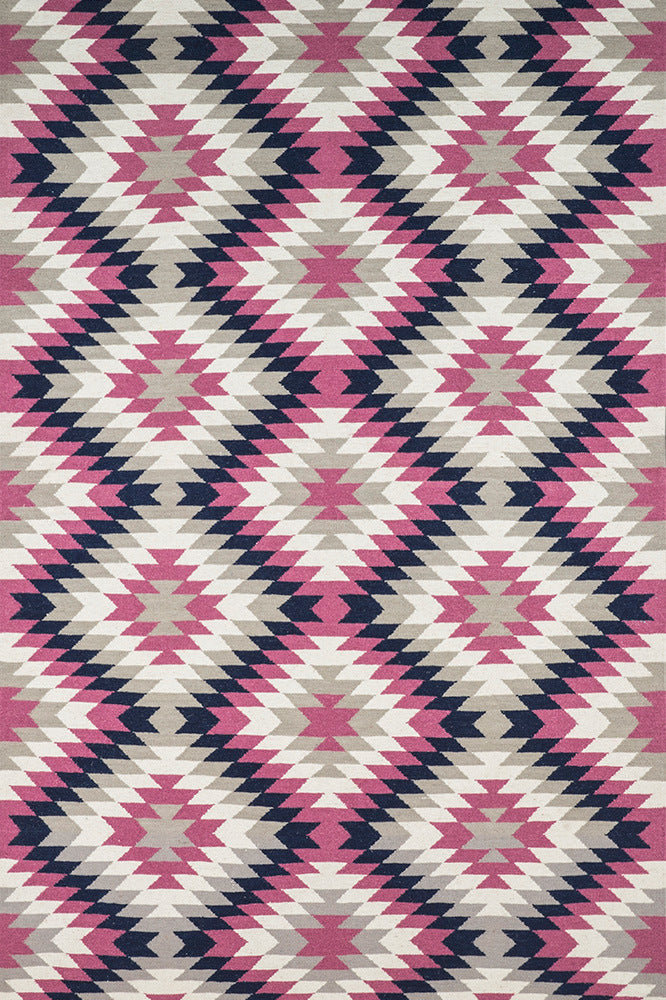 GREY PURPLE AZTEC HAND WOVEN KILIM DHURRIE