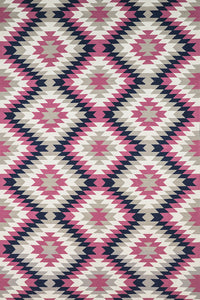 GREY PURPLE AZTEC HAND WOVEN KILIM DHURRIE by Imperial Knots - Image 1