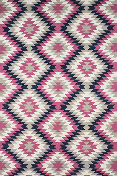 GREY PURPLE AZTEC HAND WOVEN KILIM DHURRIE