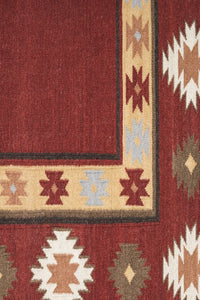 MAROON HAND WOVEN AZTEC KILIM DHURRIE by Imperial Knots - Image 2