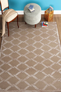 BROWN TRELLIS HAND TUFTED CARPET by Imperial Knots - Image 2