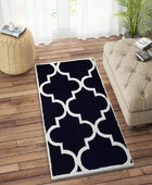 NAVY BLUE AND WHITE MOROCCAN HAND TUFTED CARPET