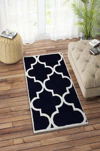 NAVY BLUE AND WHITE MOROCCAN HAND TUFTED CARPET by Imperial Knots - Image 2