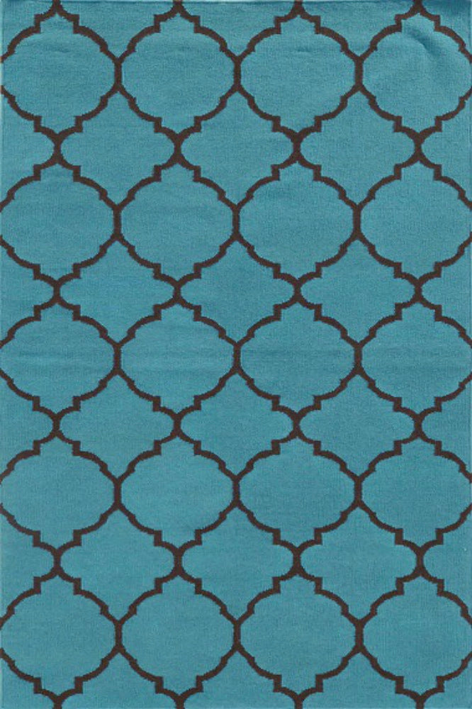 TEAL AND BLACK MOROCCAN HAND WOVEN DHURRIE