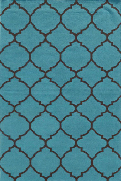 TEAL AND BLACK MOROCCAN HAND WOVEN DHURRIE