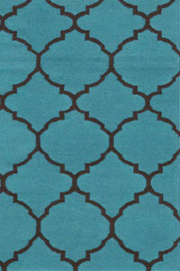 TEAL AND BLACK MOROCCAN HAND WOVEN DHURRIE by Imperial Knots - Image 2