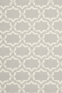 GREY AND IVORY GEOMETRIC HAND WOVEN DHURRIE by Imperial Knots - Image 2