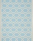 BLUE AND IVORY GEOMETRIC HAND WOVEN DHURRIE