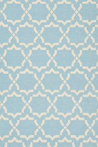 BLUE AND IVORY GEOMETRIC HAND WOVEN DHURRIE by Imperial Knots - Image 2