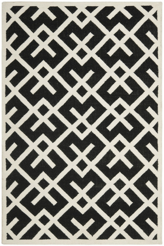 BLACK AND WHITE LINKS HAND WOVEN DHURRIE